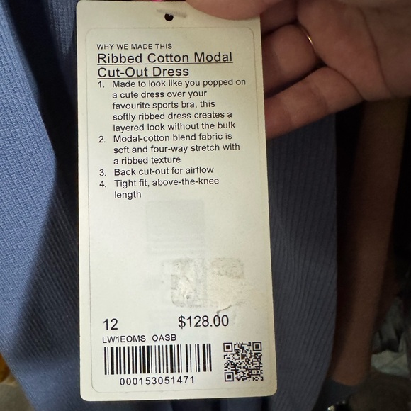 Lululemon Ribbed Cotton Modal Cut-Out Dress | Oasis Blue | 12 - Picture 6 of 6